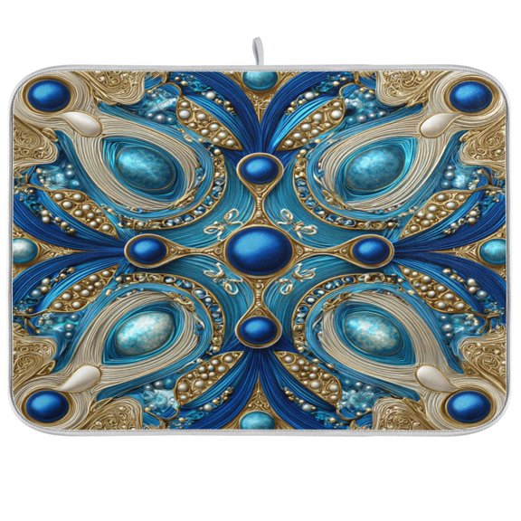 Dish Drying Mat Kitchen Pad Large Counter Absorbent Dish Mats Drainer Blue Agate