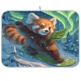 thumbnail image 1 of Dish Drying Mat Kitchen Pad Large Counter Absorbent Dish Mats Drainer Cute Little Raccoon Skiing, 1 of 8