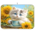 thumbnail image 1 of Dish Drying Mat Kitchen Pad Large Counter Absorbent Dish Mats Drainer Elegant Blue-eyed White Cat, 1 of 8