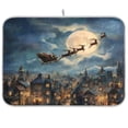 thumbnail image 1 of Dish Drying Mat Kitchen Pad Large Counter Absorbent Dish Mats Drainer Flying Santa, 1 of 8