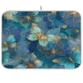 thumbnail image 1 of Dish Drying Mat Kitchen Pad Large Counter Absorbent Dish Mats Drainer Gold and Teal Butterflies, 1 of 8