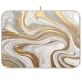 thumbnail image 1 of Dish Drying Mat Kitchen Pad Large Counter Absorbent Dish Mats Drainer Gold and White Marble, 1 of 8