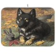 thumbnail image 1 of Dish Drying Mat Kitchen Pad Large Counter Absorbent Dish Mats Drainer Gray Wolf and Rabbit, 1 of 8