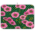 thumbnail image 1 of Dish Drying Mat Kitchen Pad Large Counter Absorbent Dish Mats Drainer Groovy Green and Pink Flowers, 1 of 8