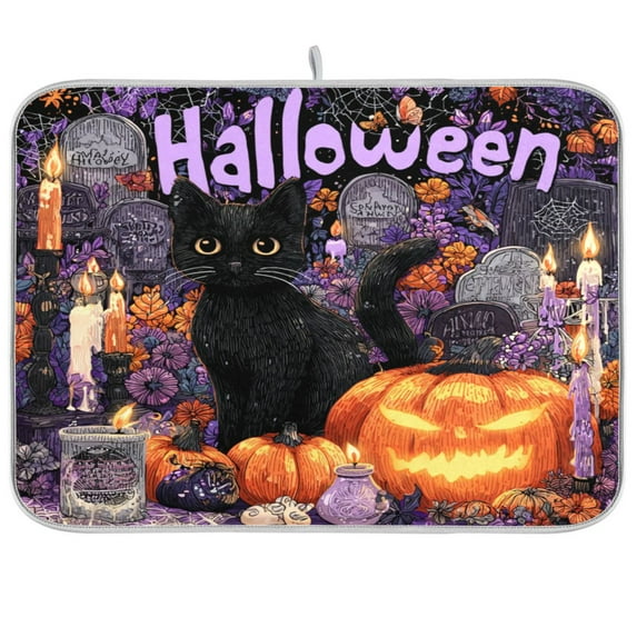 Dish Drying Mat Kitchen Pad Large Counter Absorbent Dish Mats Drainer Halloween Tombstones