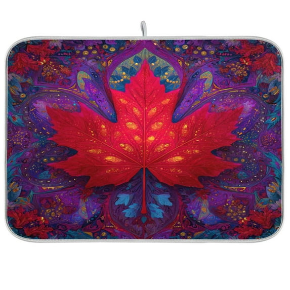 Dish Drying Mat Kitchen Pad Large Counter Absorbent Dish Mats Drainer Sacred Maple Leaf