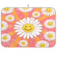thumbnail image 1 of Dish Drying Mat Kitchen Pad Large Counter Absorbent Dish Mats Drainer Smiley Face on Orange Background, 1 of 8