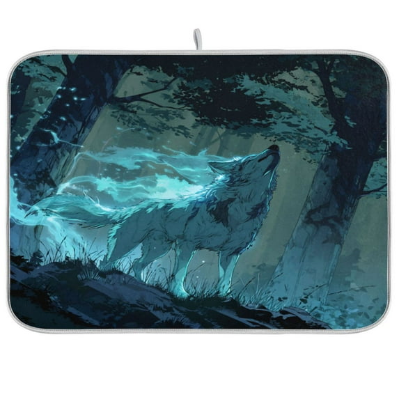 Dish Drying Mat Kitchen Pad Large Counter Absorbent Dish Mats Drainer Soul Of The Wolf