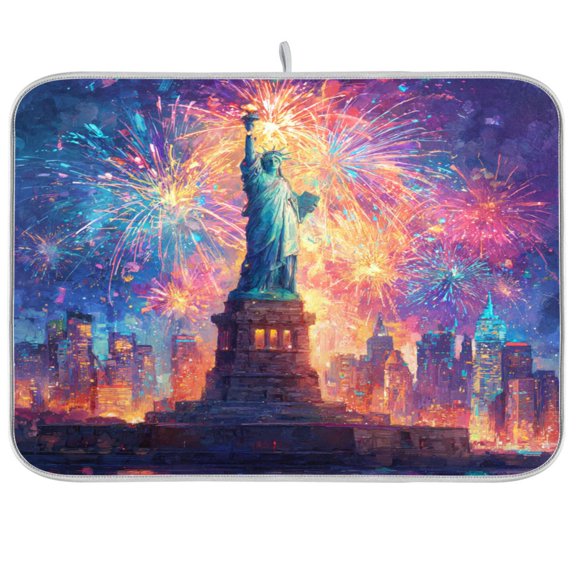 Dish Drying Mat Kitchen Pad Large Counter Absorbent Dish Mats Drainer Statue Of Liberty