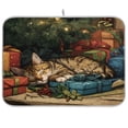 thumbnail image 1 of Dish Drying Mat Kitchen Pad Large Counter Absorbent Dish Mats Drainer Tabby Cat and Christmas Presents, 1 of 8