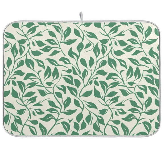 Dish Drying Mat Leaf Green Kitchen Mats Microfiber Counter Absorbent Dish Pad Drainer Rack 16"x18"