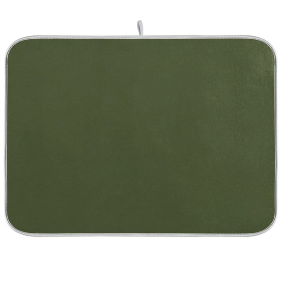 Dish Drying Mat Microfiber Composite Sponge Kitchen Mats 16" x 18" Large Counter Absorbent Dish Pad Solid Olive Green Color Tone