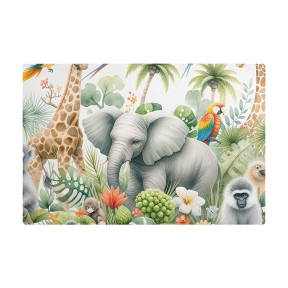 Dish Drying Mat Microfiber Kitchen Dish Pad Counter Absorbent Drainer Rack 12"x18" African Animals and Natural Elements