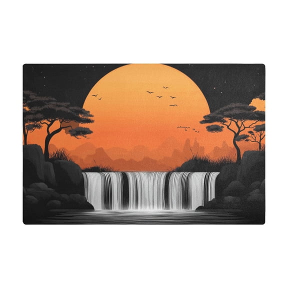 Dish Drying Mat Microfiber Kitchen Dish Pad Counter Absorbent Drainer Rack 12"x18" African Sunset with Waterfall