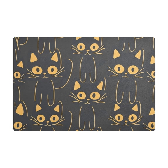 Dish Drying Mat Microfiber Kitchen Dish Pad Counter Absorbent Drainer Rack 12"x18" Black Cats Lines
