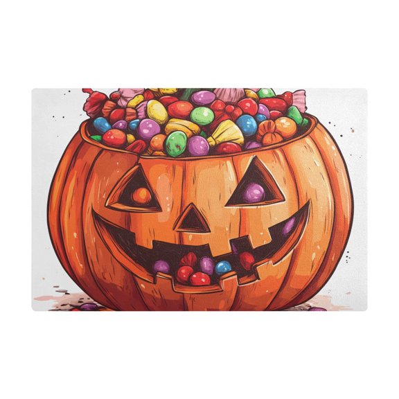 Dish Drying Mat Microfiber Kitchen Dish Pad Counter Absorbent Drainer Rack 12"x18" Candy in Halloween Pumpkin