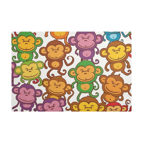 Dish Drying Mat Microfiber Kitchen Dish Pad Counter Absorbent Drainer Rack 12"x18" Cartoon Colorful Monkey