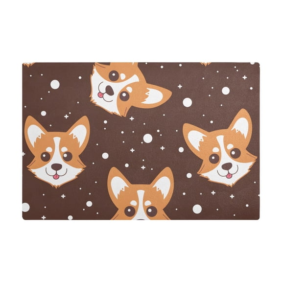 Dish Drying Mat Microfiber Kitchen Dish Pad Counter Absorbent Drainer Rack 12"x18" Cartoon Corgi Dog Face