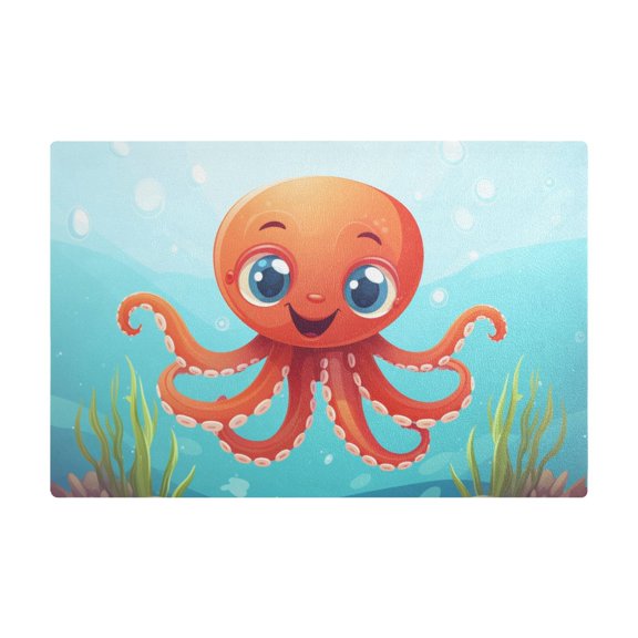 Dish Drying Mat Microfiber Kitchen Dish Pad Counter Absorbent Drainer Rack 12"x18" Cartoon Cute Octopus in Sea