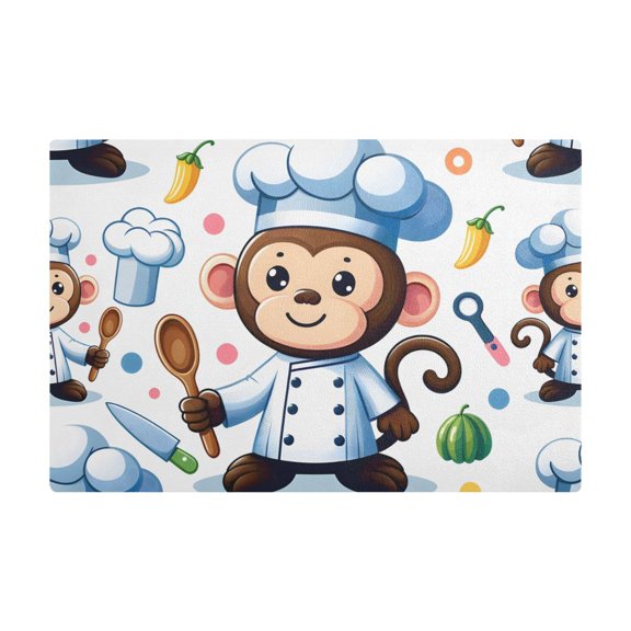 Dish Drying Mat Microfiber Kitchen Dish Pad Counter Absorbent Drainer Rack 12"x18" Cartoon Monkey Animal Chef