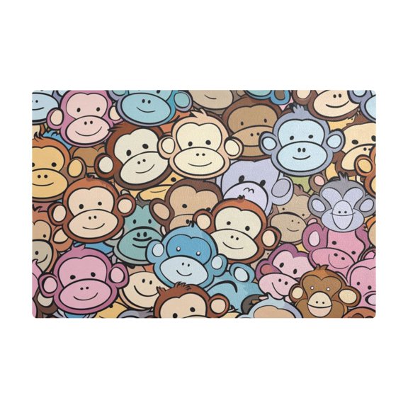 Dish Drying Mat Microfiber Kitchen Dish Pad Counter Absorbent Drainer Rack 12"x18" Cartoon Monkeys Face