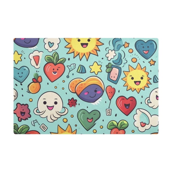 Dish Drying Mat Microfiber Kitchen Dish Pad Counter Absorbent Drainer Rack 12"x18" Cartoon Sun Cloud Heart