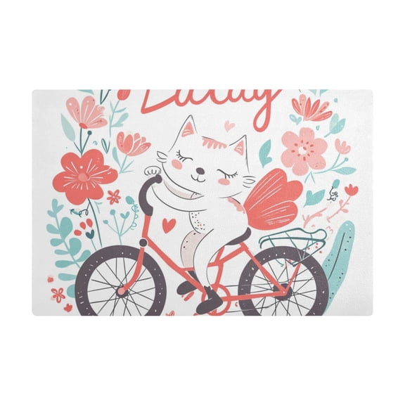 Dish Drying Mat Microfiber Kitchen Dish Pad Counter Absorbent Drainer Rack 12"x18" Cat Bike Flower