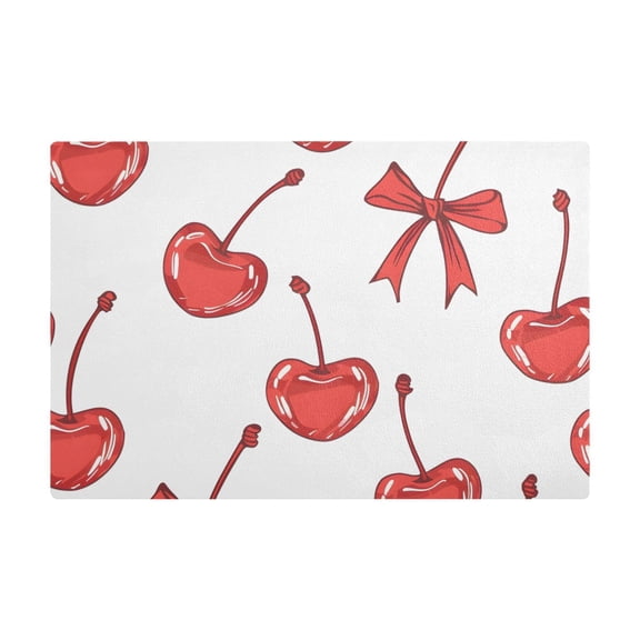 Dish Drying Mat Microfiber Kitchen Dish Pad Counter Absorbent Drainer Rack 12"x18" Cherry and Bow
