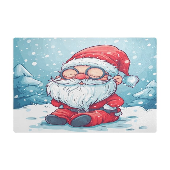 Dish Drying Mat Microfiber Kitchen Dish Pad Counter Absorbent Drainer Rack 12"x18" Christmas Dwarf with Glasses