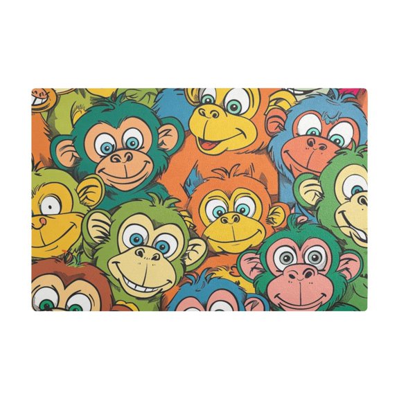 Dish Drying Mat Microfiber Kitchen Dish Pad Counter Absorbent Drainer Rack 12"x18" Colorful Monkeys