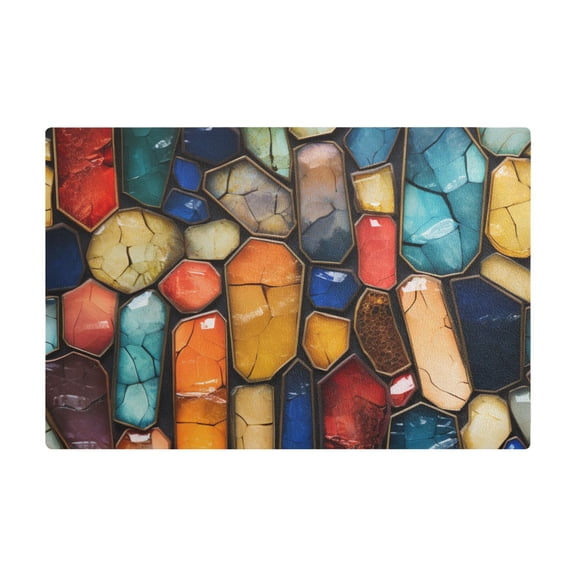 Dish Drying Mat Microfiber Kitchen Dish Pad Counter Absorbent Drainer Rack 12"x18" Colorful Mosaic Gemstones
