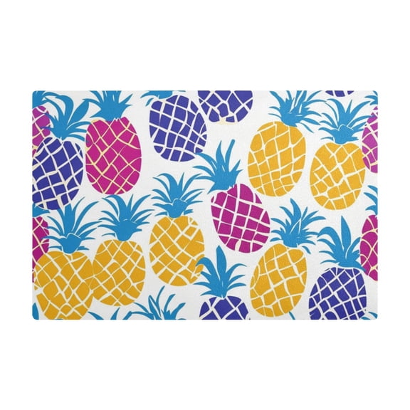 Dish Drying Mat Microfiber Kitchen Dish Pad Counter Absorbent Drainer Rack 12"x18" Colorful Pineapple Outline