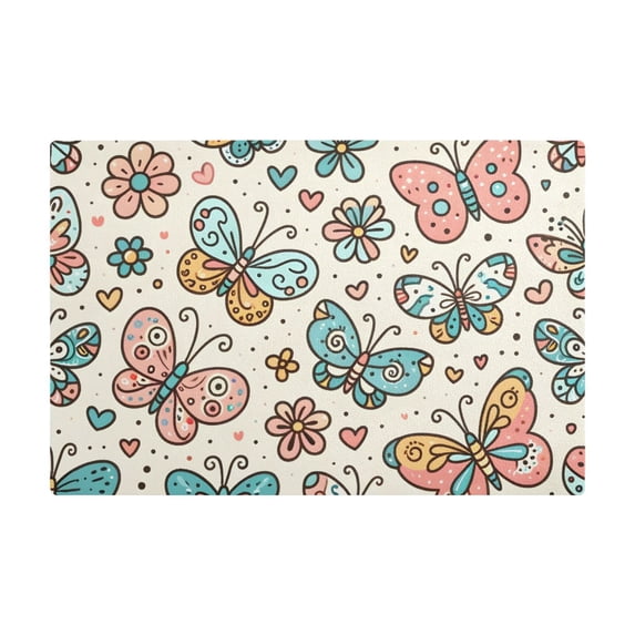 Dish Drying Mat Microfiber Kitchen Dish Pad Counter Absorbent Drainer Rack 12"x18" Cute Cartoon Butterfly with Flower