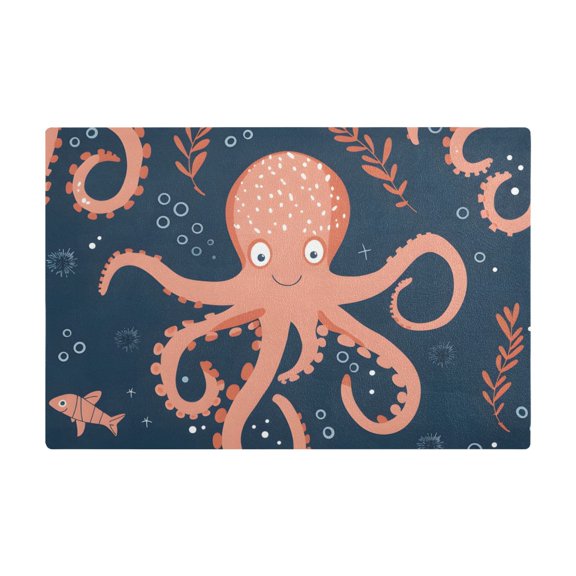 Dish Drying Mat Microfiber Kitchen Dish Pad Counter Absorbent Drainer Rack 12"x18" Cute Cartoon Octopus