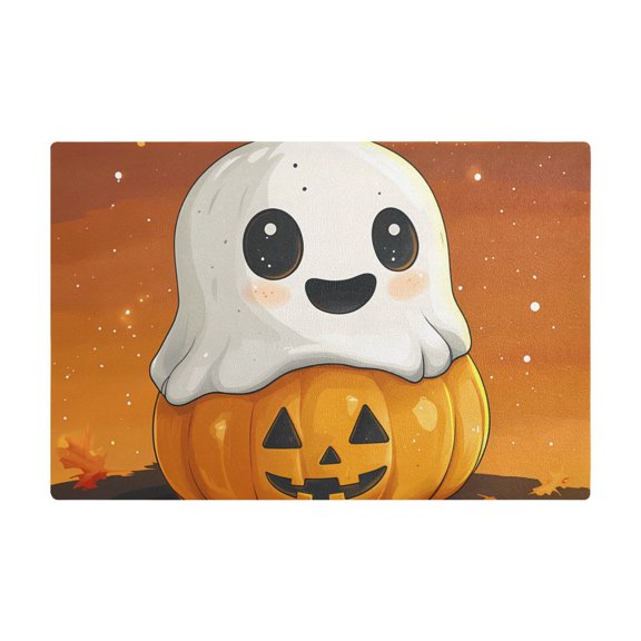 Dish Drying Mat Microfiber Kitchen Dish Pad Counter Absorbent Drainer Rack 12"x18" Cute Ghost on Pumpkin