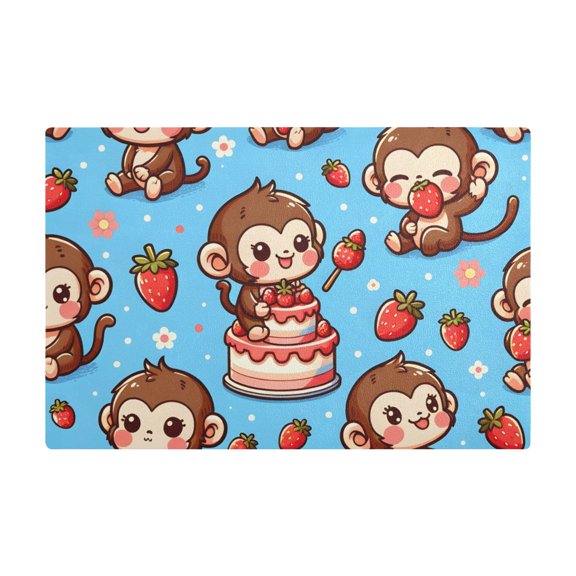 Dish Drying Mat Microfiber Kitchen Dish Pad Counter Absorbent Drainer Rack 12"x18" Cute Monkey on Cake