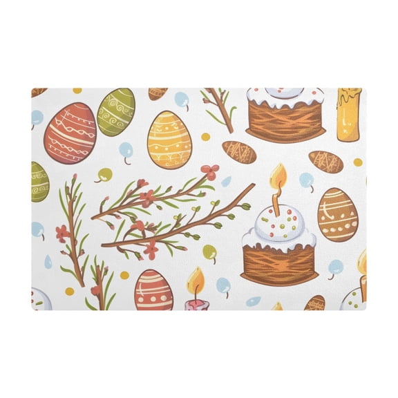 Dish Drying Mat Microfiber Kitchen Dish Pad Counter Absorbent Drainer Rack 12"x18" Easter Egg Cake Branches