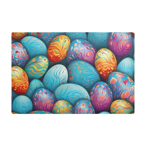 Dish Drying Mat Microfiber Kitchen Dish Pad Counter Absorbent Drainer Rack 12"x18" Easter Eggs with Abstract Flowers