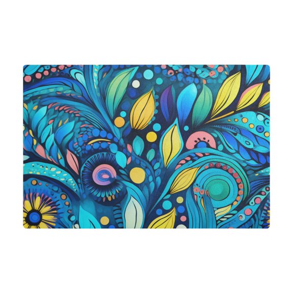 Dish Drying Mat Microfiber Kitchen Dish Pad Counter Absorbent Drainer Rack 12"x18" Fantasy Doodle Art Leaf