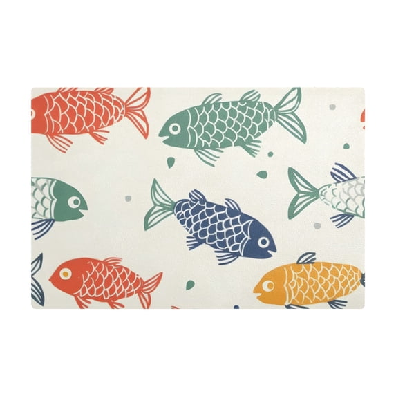 Dish Drying Mat Microfiber Kitchen Dish Pad Counter Absorbent Drainer Rack 12"x18" Fish Paper Cutting