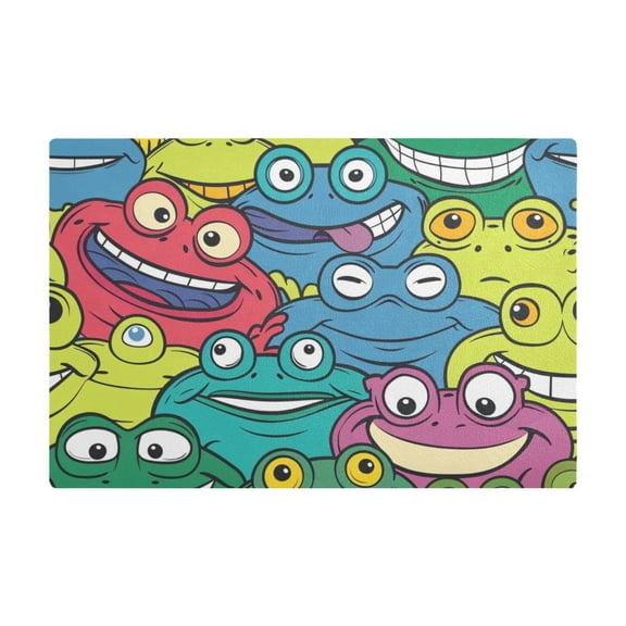 Dish Drying Mat Microfiber Kitchen Dish Pad Counter Absorbent Drainer Rack 12"x18" Funny Colorful Frog Face