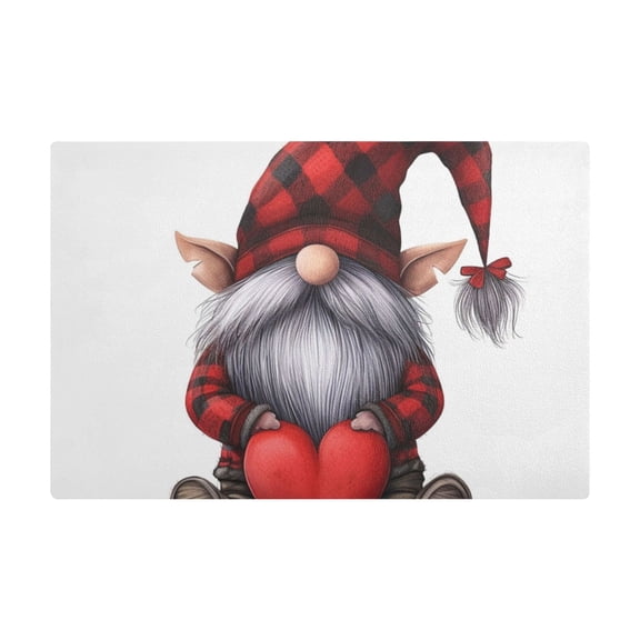 Dish Drying Mat Microfiber Kitchen Dish Pad Counter Absorbent Drainer Rack 12"x18" Gnomes with Red Hat Heart