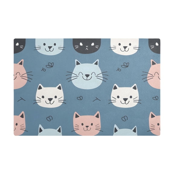 Dish Drying Mat Microfiber Kitchen Dish Pad Counter Absorbent Drainer Rack 12"x18" Happy Cat Faces