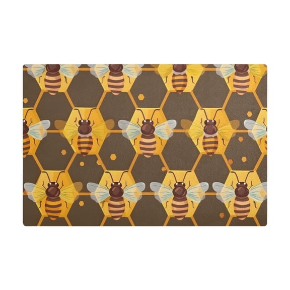 Dish Drying Mat Microfiber Kitchen Dish Pad Counter Absorbent Drainer Rack 12"x18" Honey Bee in Honeycomb