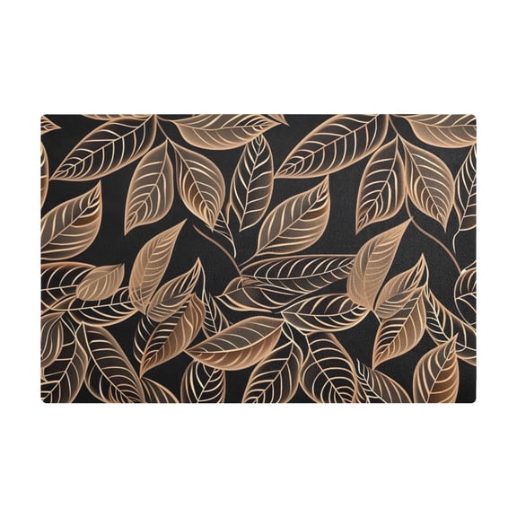 Dish Drying Mat Microfiber Kitchen Dish Pad Counter Absorbent Drainer Rack 12"x18" Line Copper Leaves
