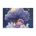 thumbnail image 1 of Dish Drying Mat Microfiber Kitchen Dish Pad Counter Absorbent Drainer Rack 12"x18" Lovely Girl Bunny Moon Tree, 1 of 6