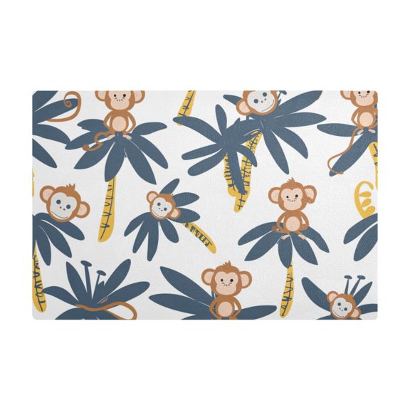 Dish Drying Mat Microfiber Kitchen Dish Pad Counter Absorbent Drainer Rack 12"x18" Monkey on Tree