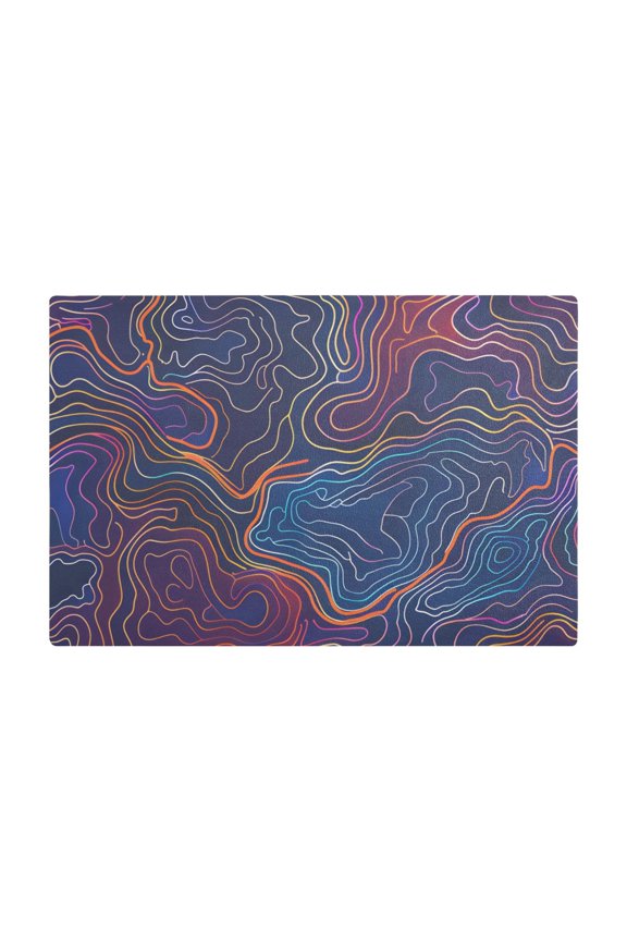 Dish Drying Mat Microfiber Kitchen Dish Pad Counter Absorbent Drainer Rack 12"x18" Neon Topography Lines