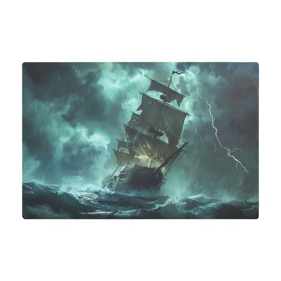 Dish Drying Mat Microfiber Kitchen Dish Pad Counter Absorbent Drainer Rack 12"x18" Old Ship in Storm Sea