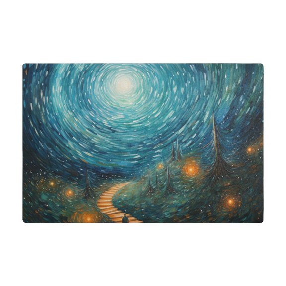 Dish Drying Mat Microfiber Kitchen Dish Pad Counter Absorbent Drainer Rack 12"x18" Path Leading To Stars